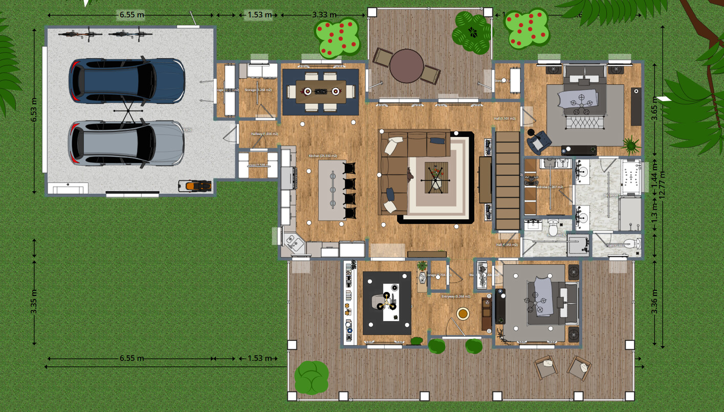 Blueprints - Spacious Dual-Floor House Plan — 4 Bedrooms, 236 m² (2-Car Garage)