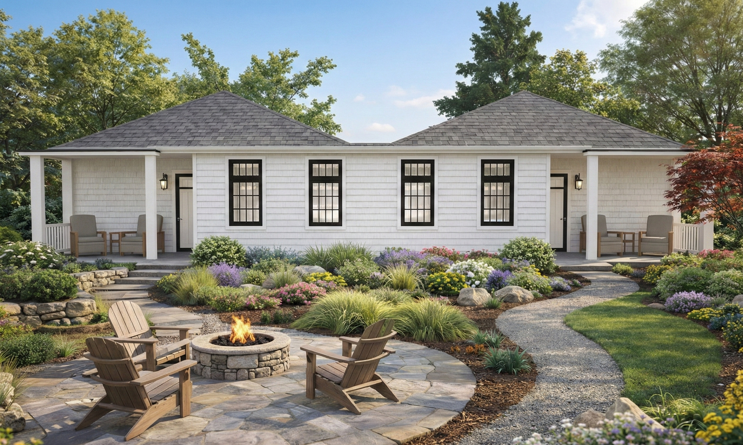 Visualization gallery - Side-by-Side Duplex House Plan — 4 Bedrooms, 4 Baths, 2691 sq ft (250 m²), Dual Garages