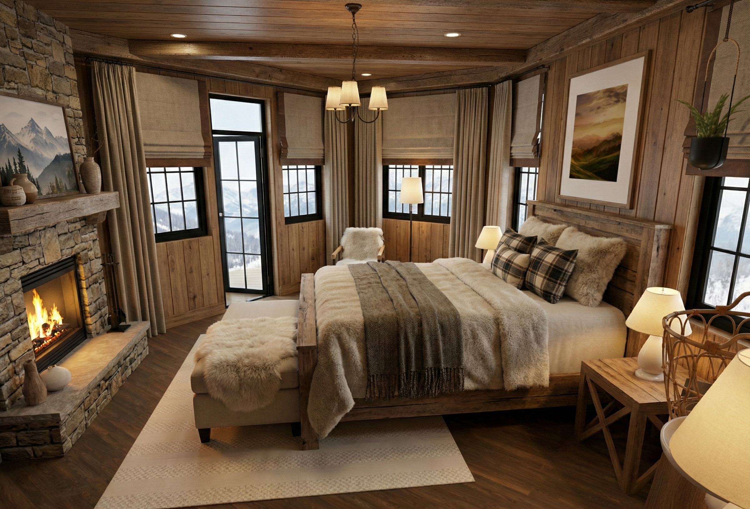 Visualization gallery - Elegant U-Shaped House Plan — 4 Beds, Courtyard Pool, 318 m² (3,423 sq ft), 1-Car Garage