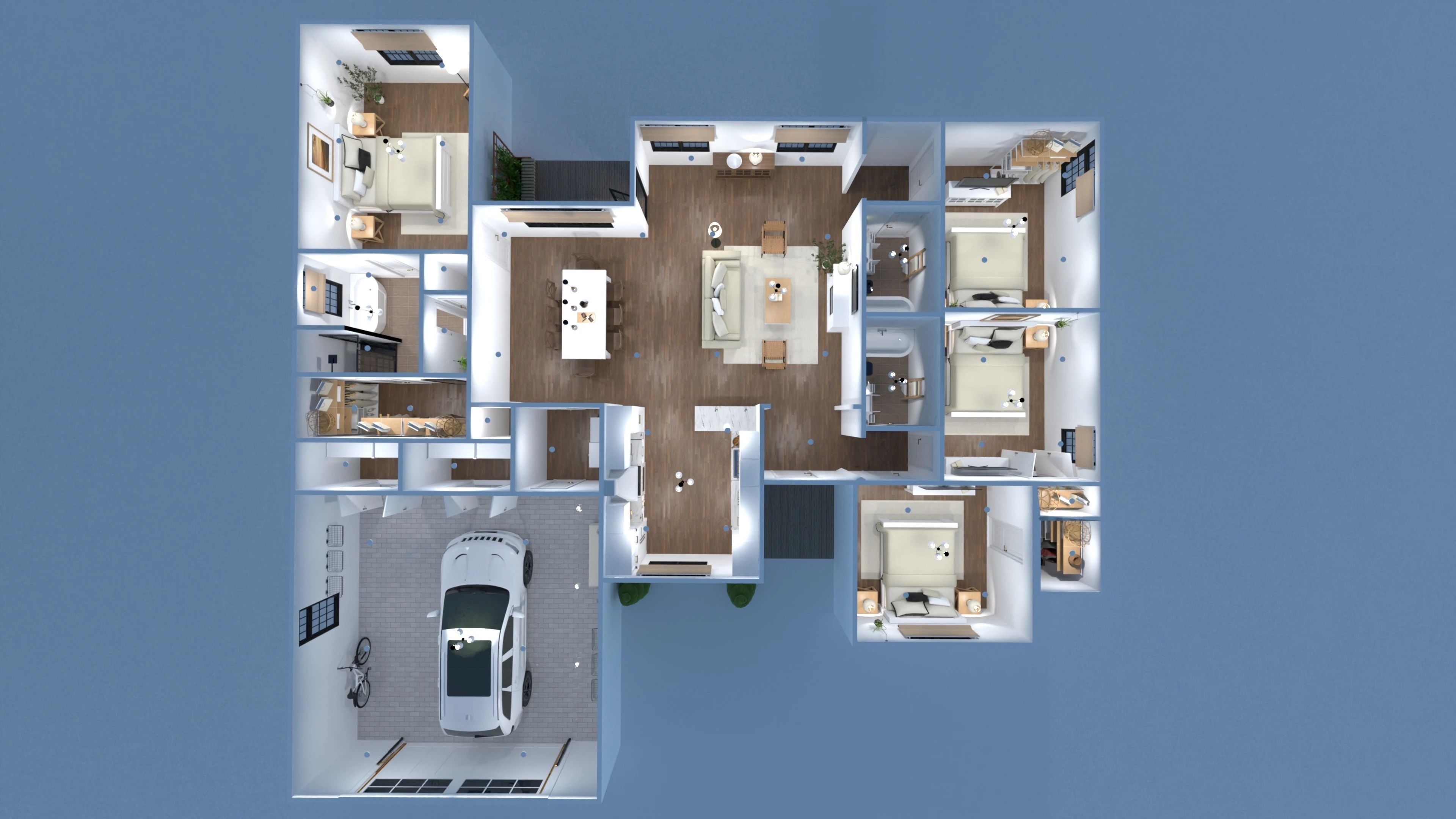 Blueprints - Contemporary 4 Bedroom Single-Story Family House Plan (193 m²)