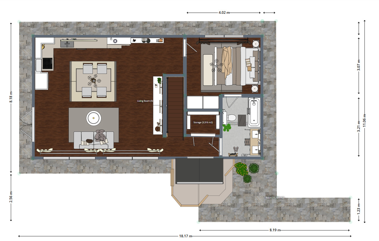 Blueprints - Boho Loft House Blueprint — 2 Beds, 1.5 Baths, 1,098 sq ft (102 m²), Bright Open Living
