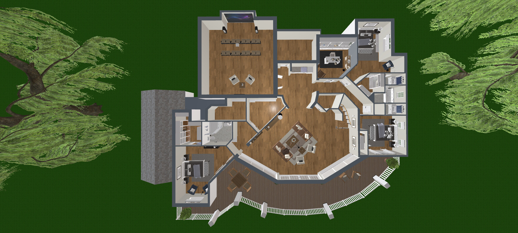 Visualization gallery - Luxury Six Bedroom Estate House Plan — 602 m² (6,488 sq ft), Home Theater, 3-Car Garage