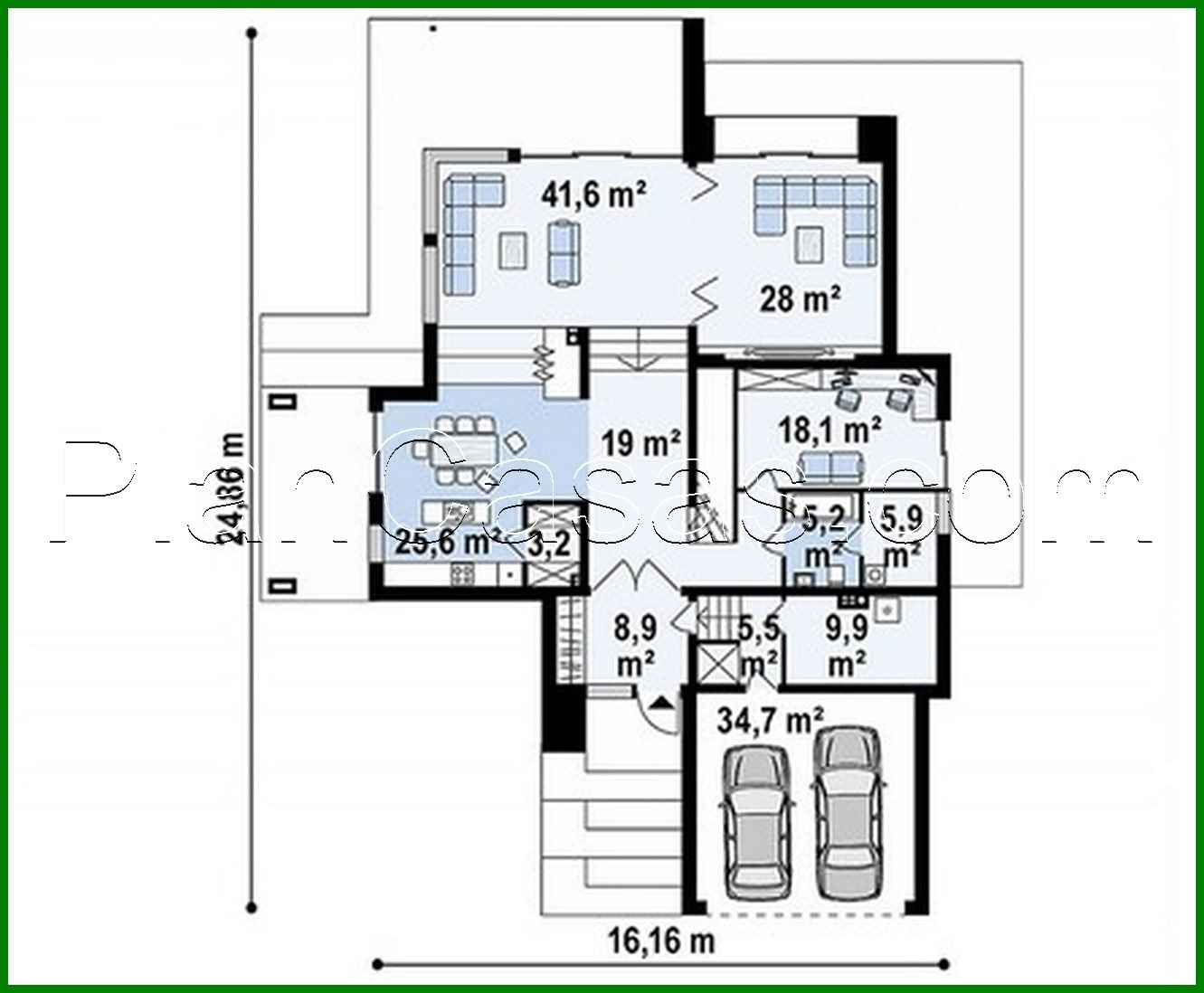 Visualization gallery - Two-story flat-roof mansion
