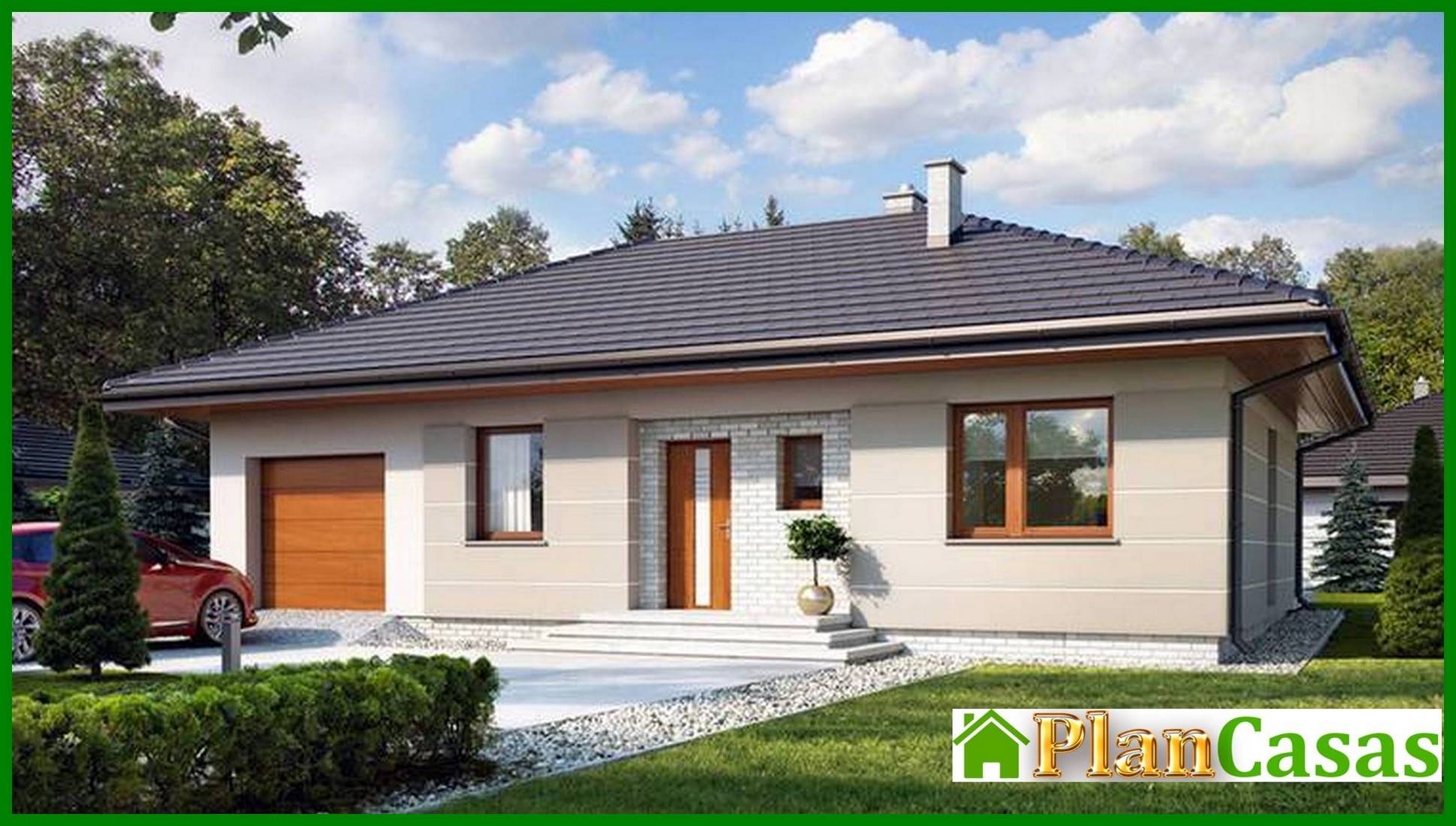 The project of a residential building in noble shades per 100 square meters. m with garage house plan