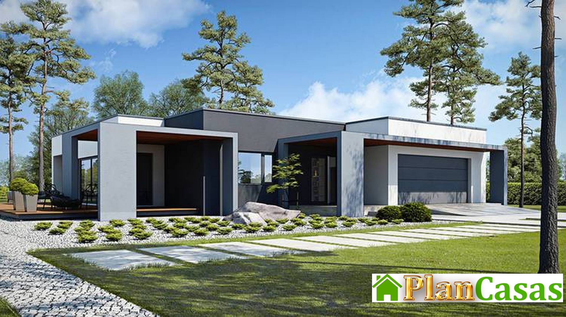 Visualization gallery - Amazing one-storey house with a unique layout