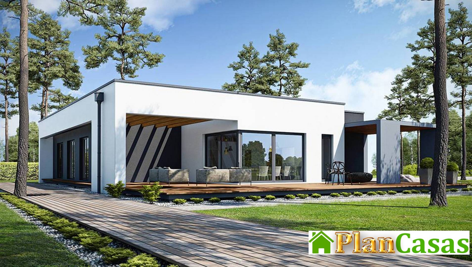 Visualization gallery - Amazing one-storey house with a unique layout