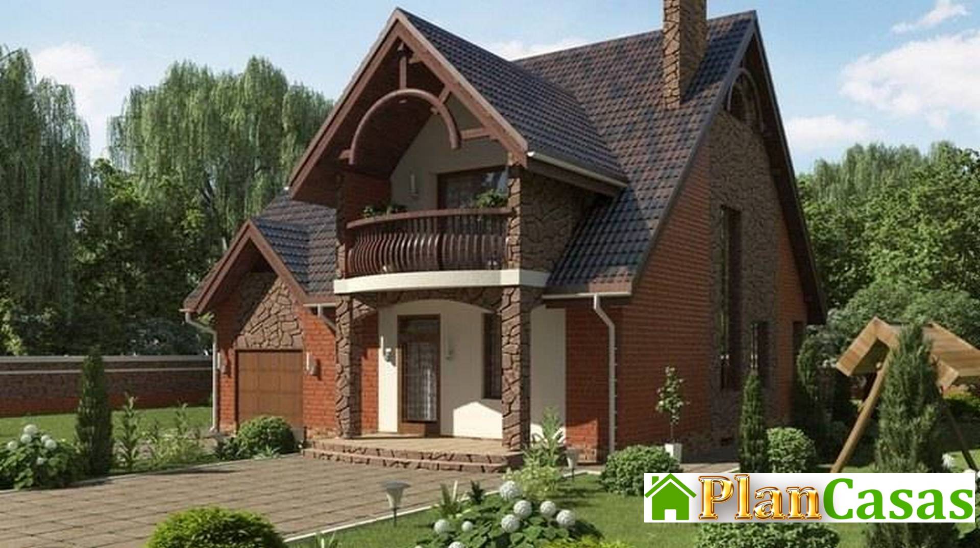 Original project of a beautiful cottage with a brick facade house plan