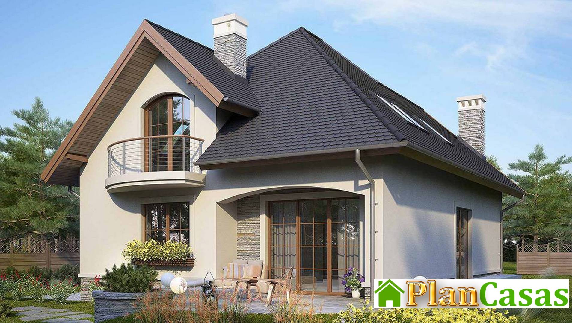 Visualization gallery - Beautiful two-story house with semicircular verandas and balconies