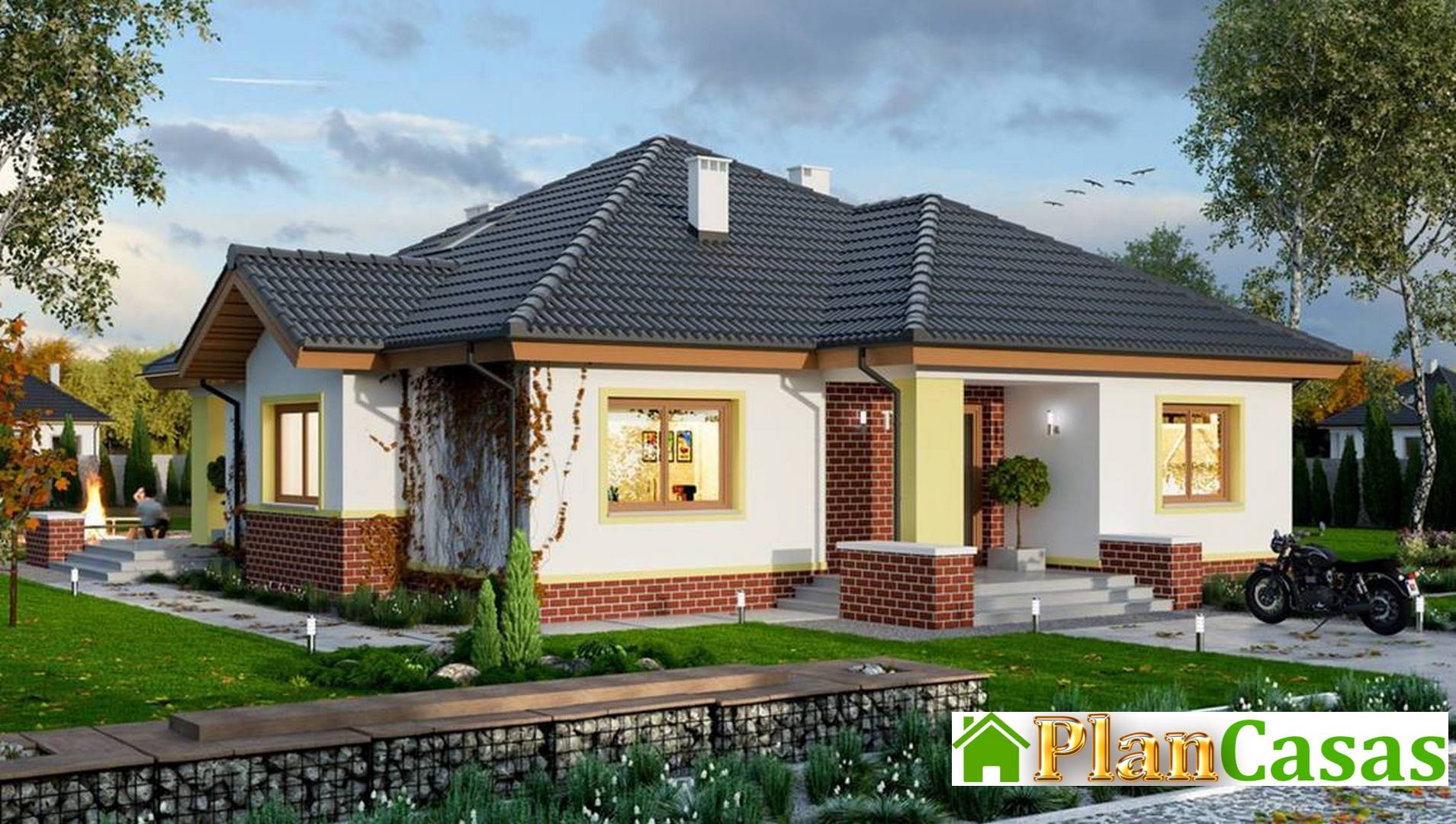 Attractive one-story house with a kitchen studio house plan