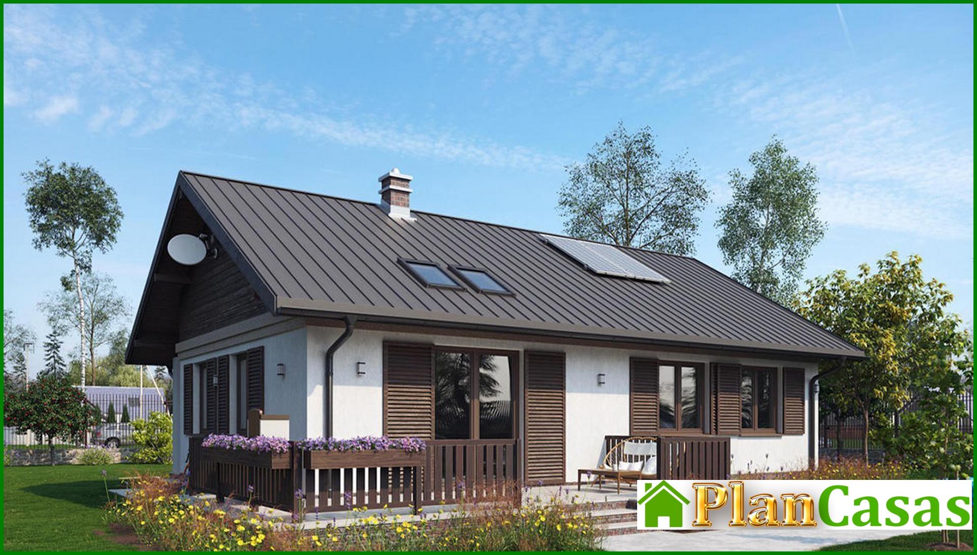 The project of a European cottage with shutters house plan