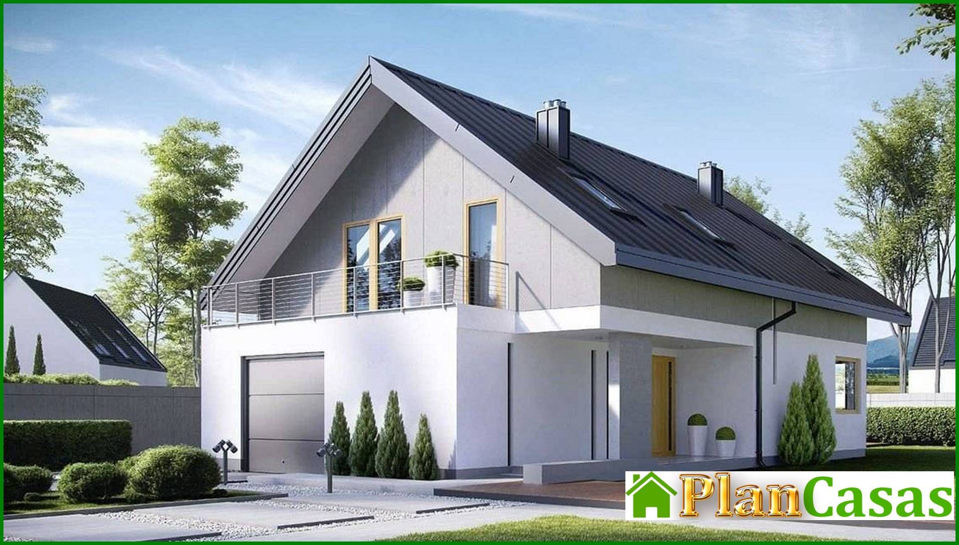 Visualization gallery - Two-storey stylish house with two balconies