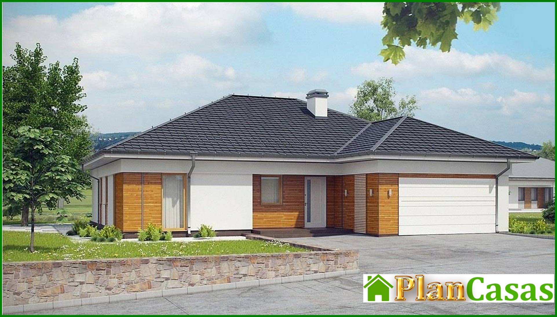 Single-storey house project with several bathrooms house plan