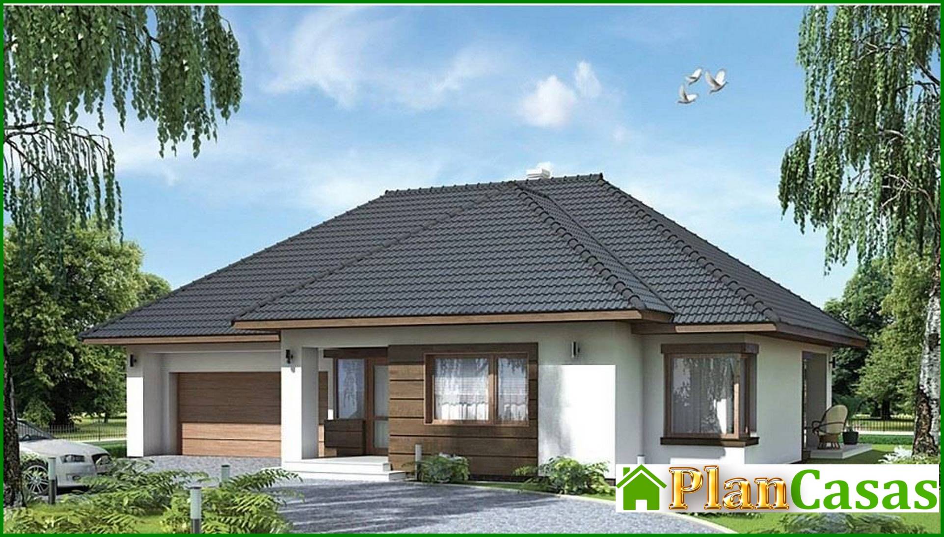 One-story residential building, divided into day and night zones house plan