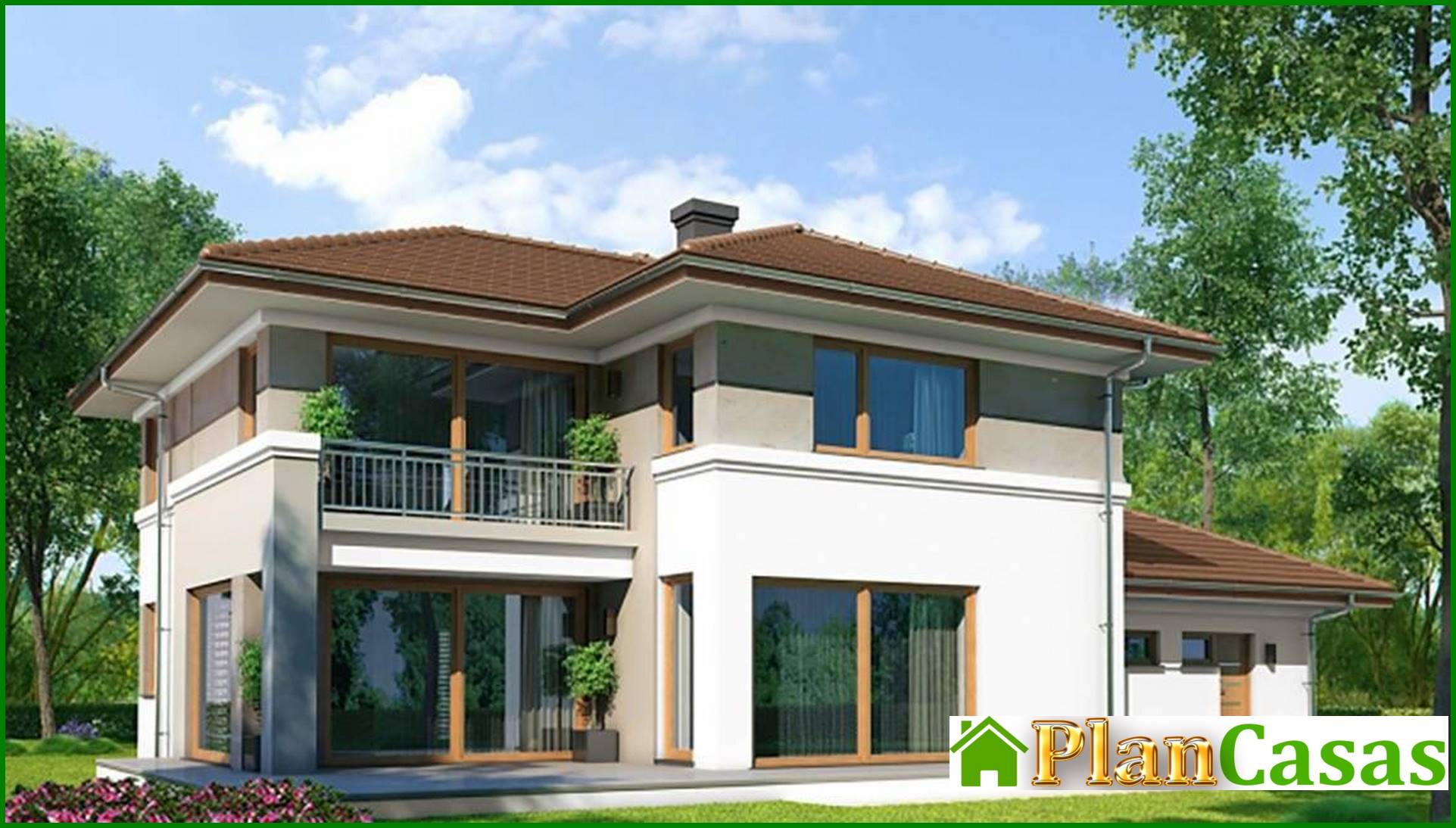 Modern two-story house in a classic style house plan