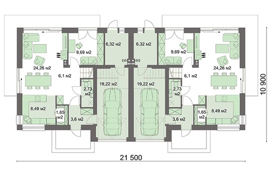 Visualization gallery - The project of a two-story townhouse