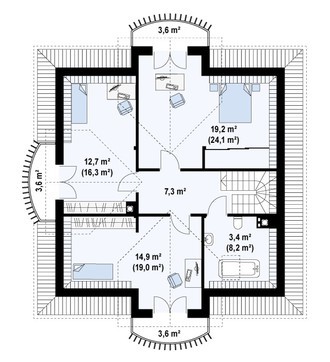 Visualization gallery - Project of a classic house with an attic