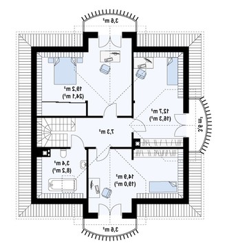 Visualization gallery - Project of a classic house with an attic