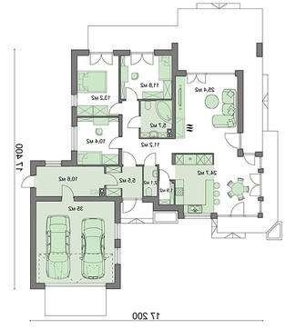 Visualization gallery - One-story house with huge windows in the living room