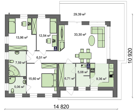 Visualization gallery - Design of a modern cottage with a glazed living room