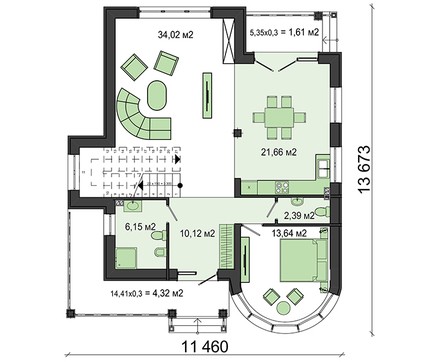 Visualization gallery - Stylish unusual two-story mansion