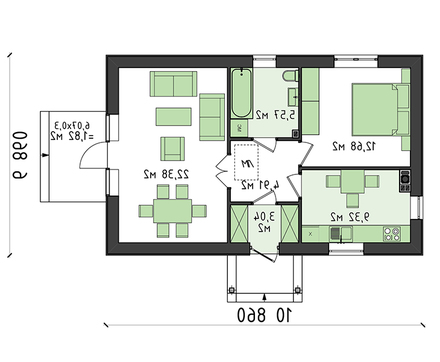 Visualization gallery - Small house with a spacious living room