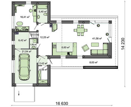 Visualization gallery - Original T-shaped house in a modern style