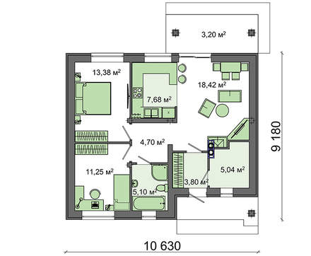 Visualization gallery - The project of a small one-story cottage
