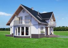 Visualization gallery - Architectural project of a country house with a living room with a bay window