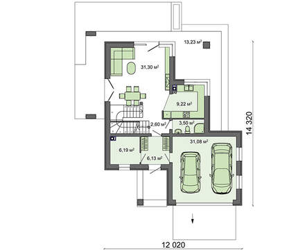 Visualization gallery - Two-storey cottage with large panoramic windows and a spacious terrace