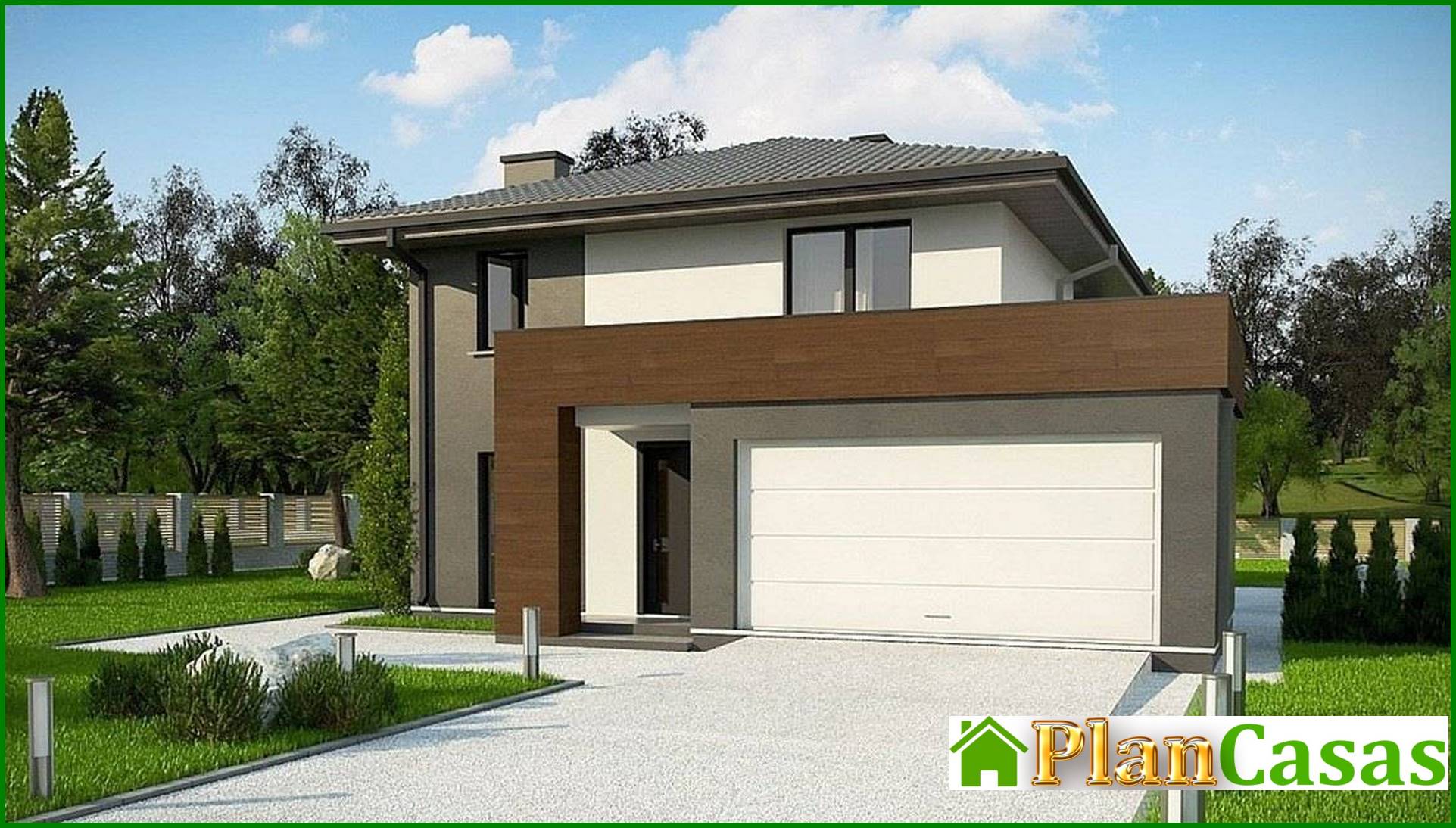 Visualization gallery - Two-storey cottage with large panoramic windows and a spacious terrace