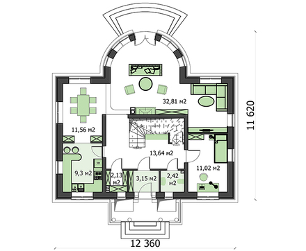 Visualization gallery - Pompous residential building on two floors