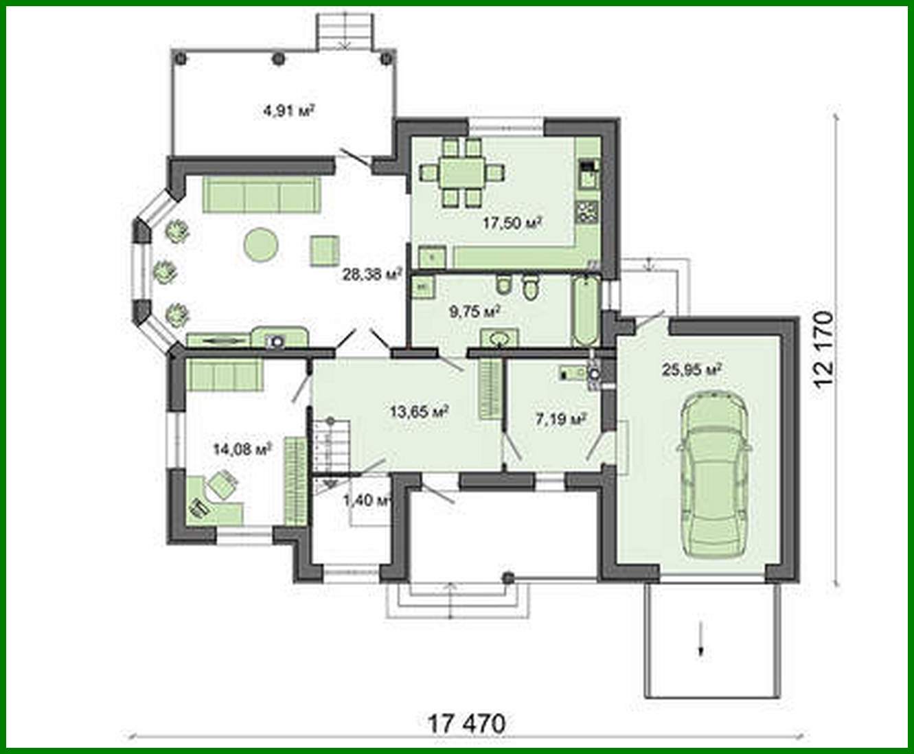 Visualization gallery - Project of the original two-story house with bay windows