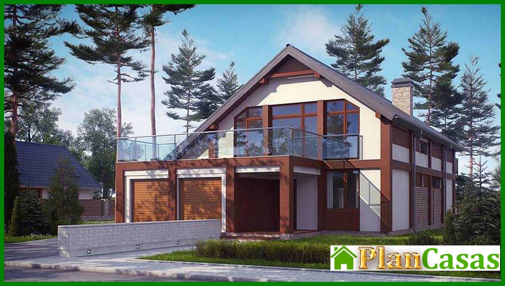 Visualization gallery - The project of a spacious cottage with a terrace above the garage