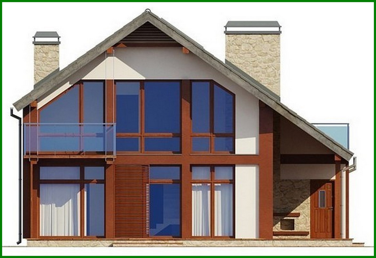 Visualization gallery - The project of a spacious cottage with a terrace above the garage