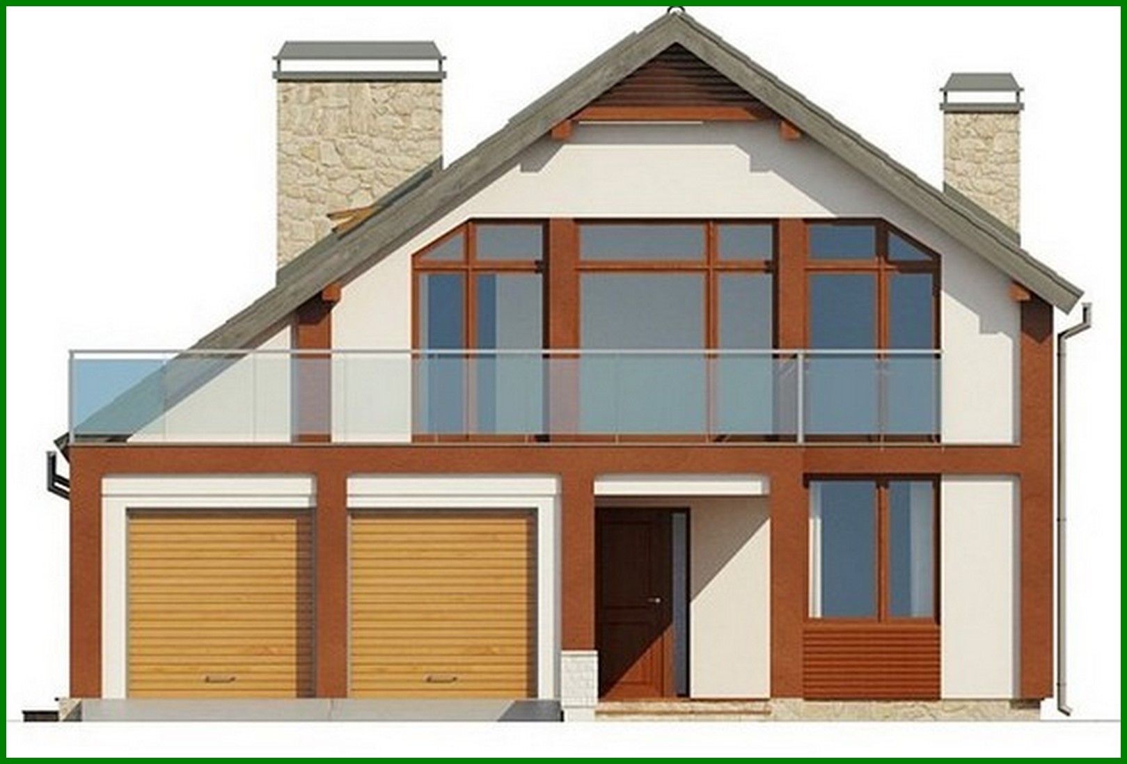 Visualization gallery - The project of a spacious cottage with a terrace above the garage