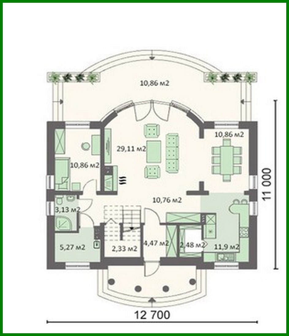Visualization gallery - Architectural project of a beautiful country cottage with semicircular bay windows