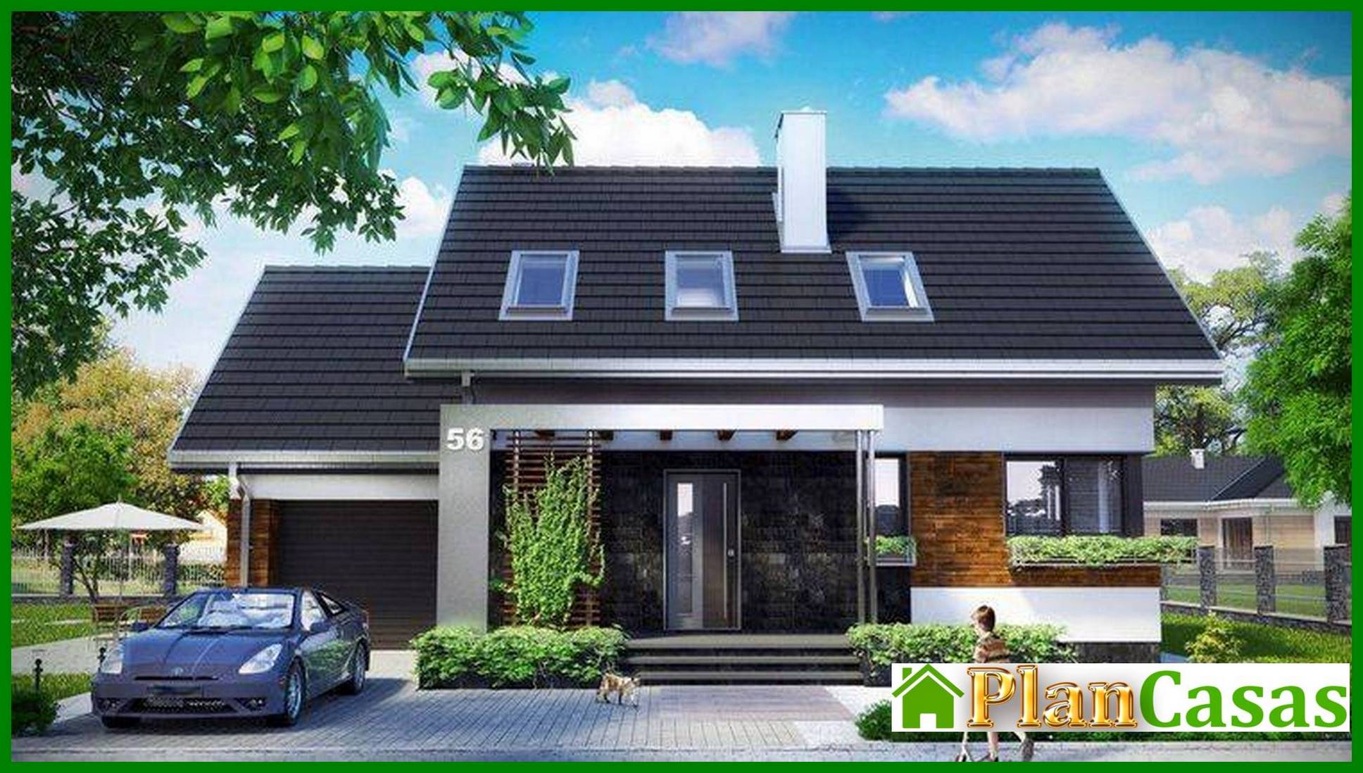 Attic Three-Bedroom Garage House house plan