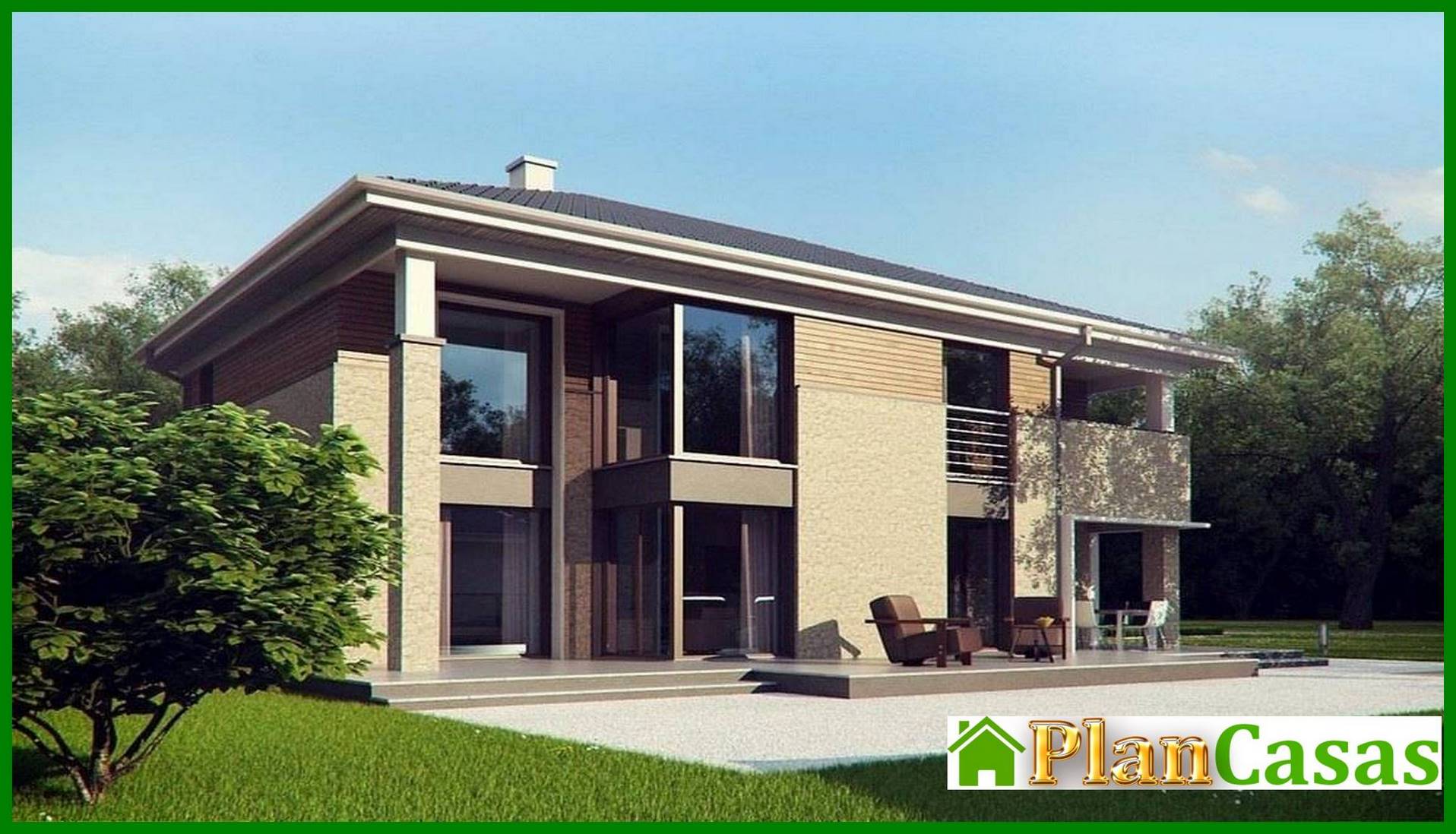 Visualization gallery - The project of a modern comfortable estate with a bathhouse on the ground floor