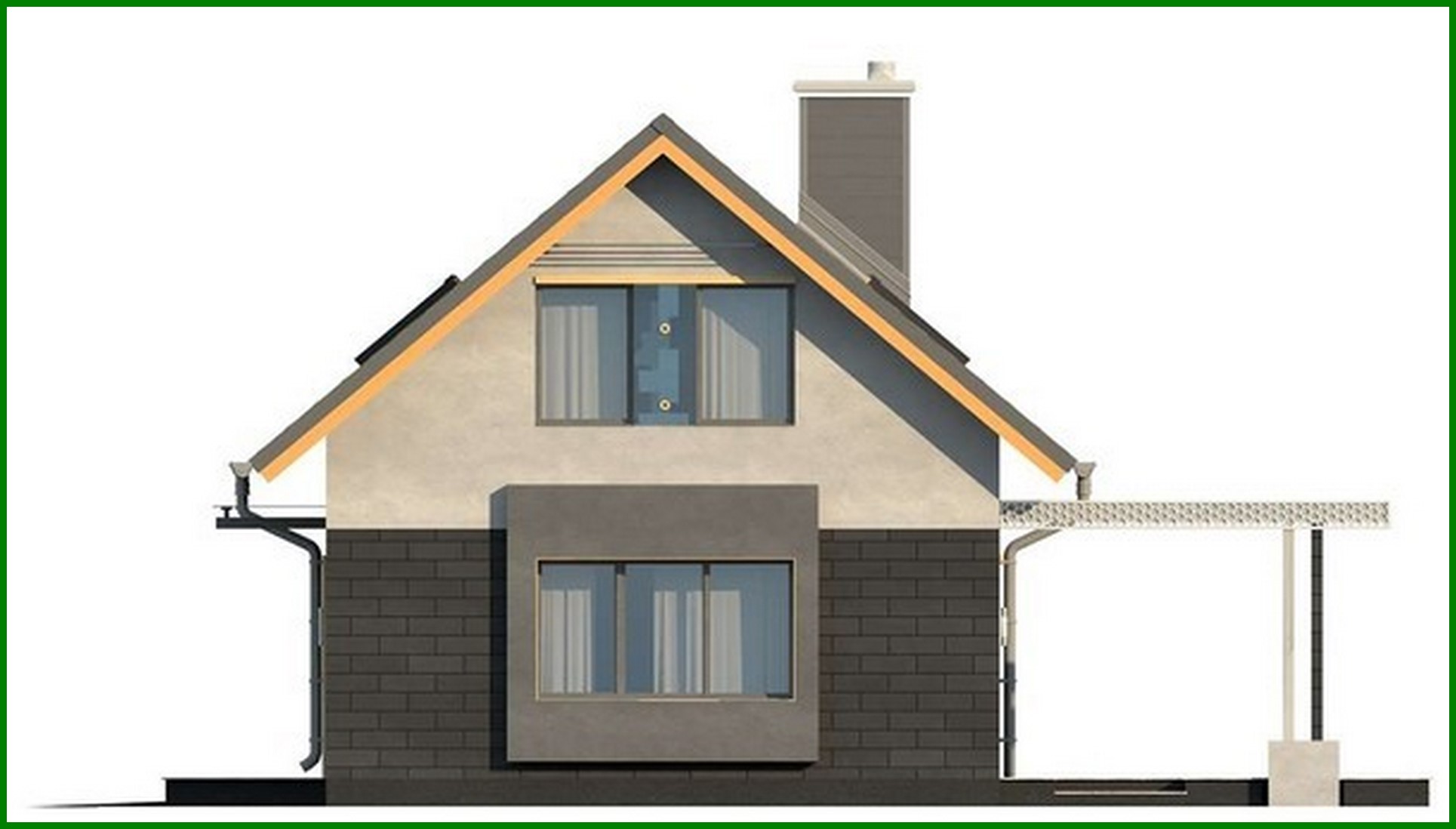 Visualization gallery - A project of a small neat cottage with a garage and an attic