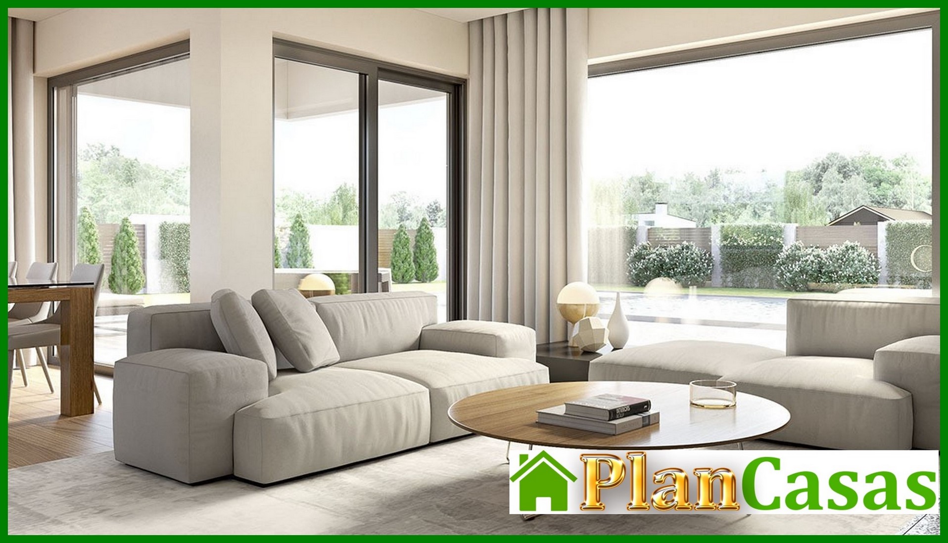 Visualization gallery - Modern one-story mansion with a garage for two cars