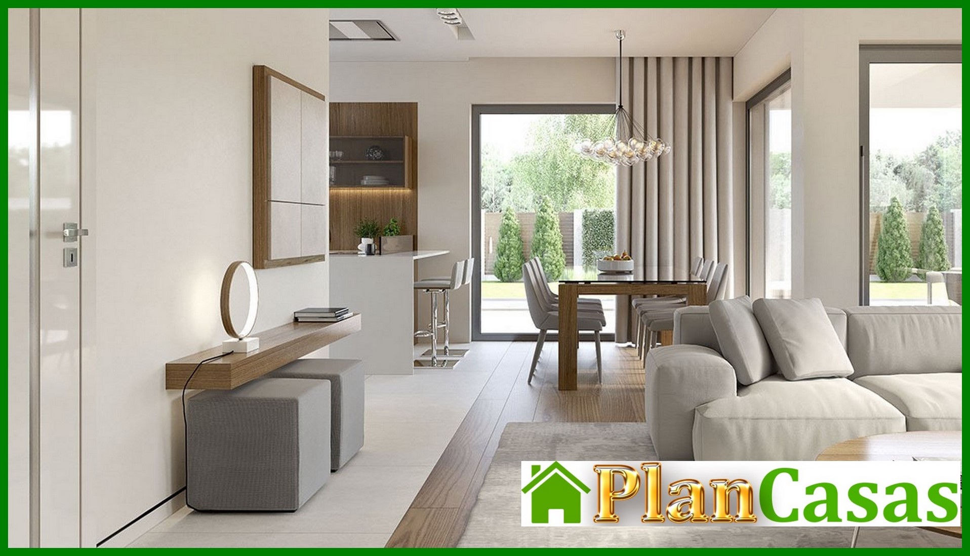 Visualization gallery - Modern one-story mansion with a garage for two cars