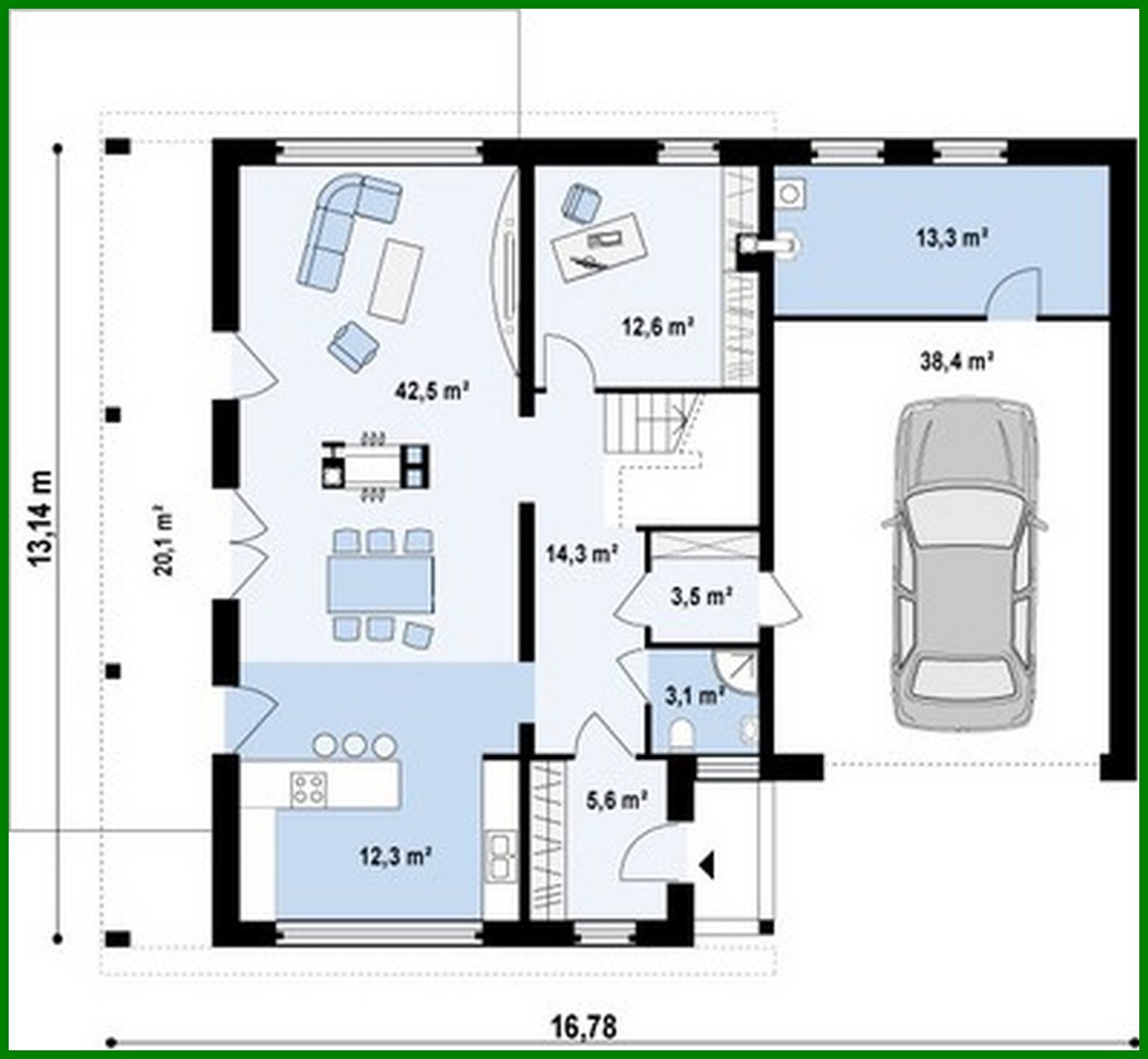 Visualization gallery - Project of a two-storey modern cottage with a terrace and a garage