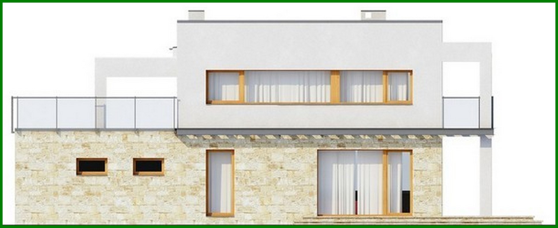 Visualization gallery - Project of a two-storey modern cottage with a terrace and a garage