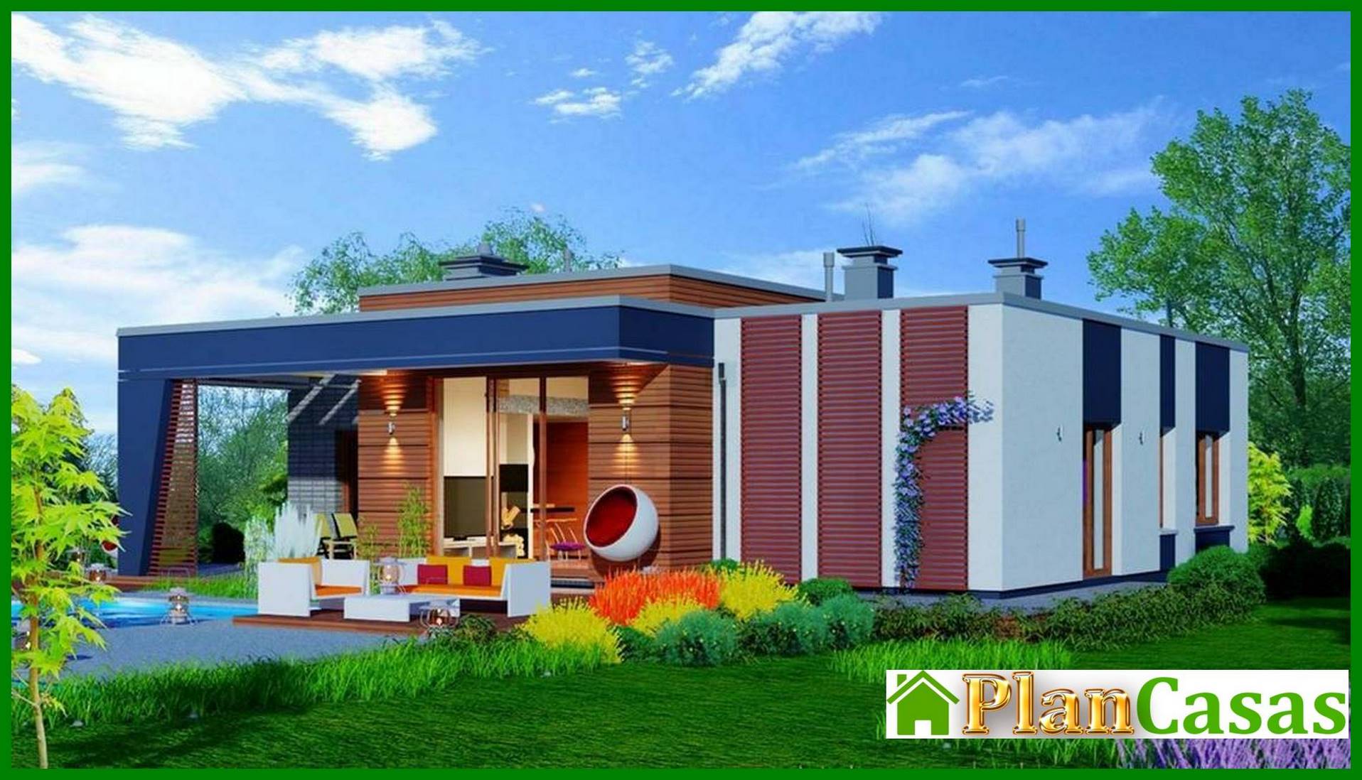 Visualization gallery - One-story apartment building with a spacious living room