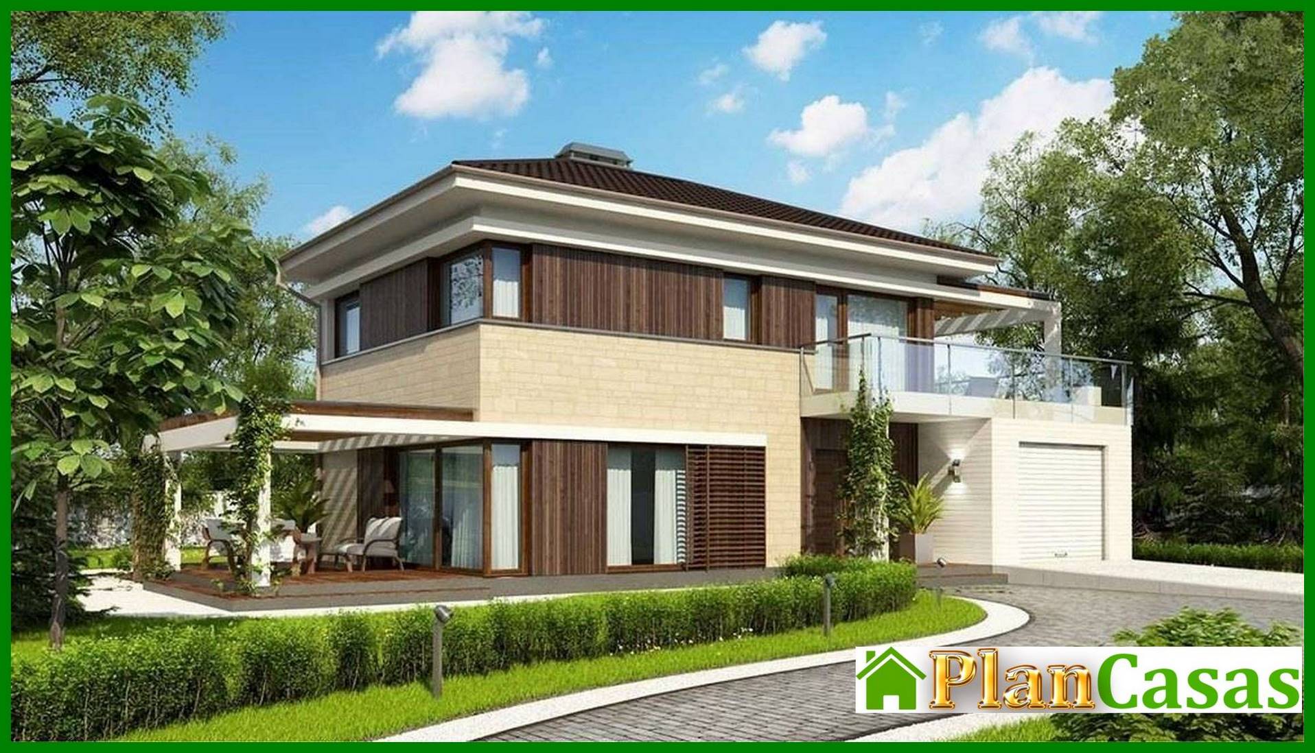 Visualization gallery - The project of a two-storey modern cottage with a garage