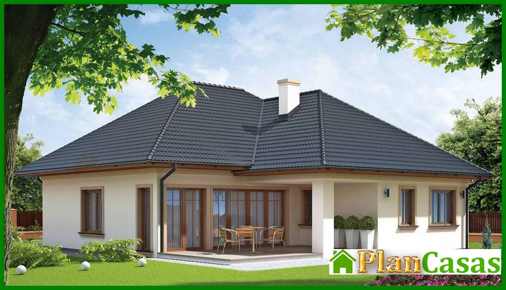 Visualization gallery - The project of a one-story residential building with a spacious seating area