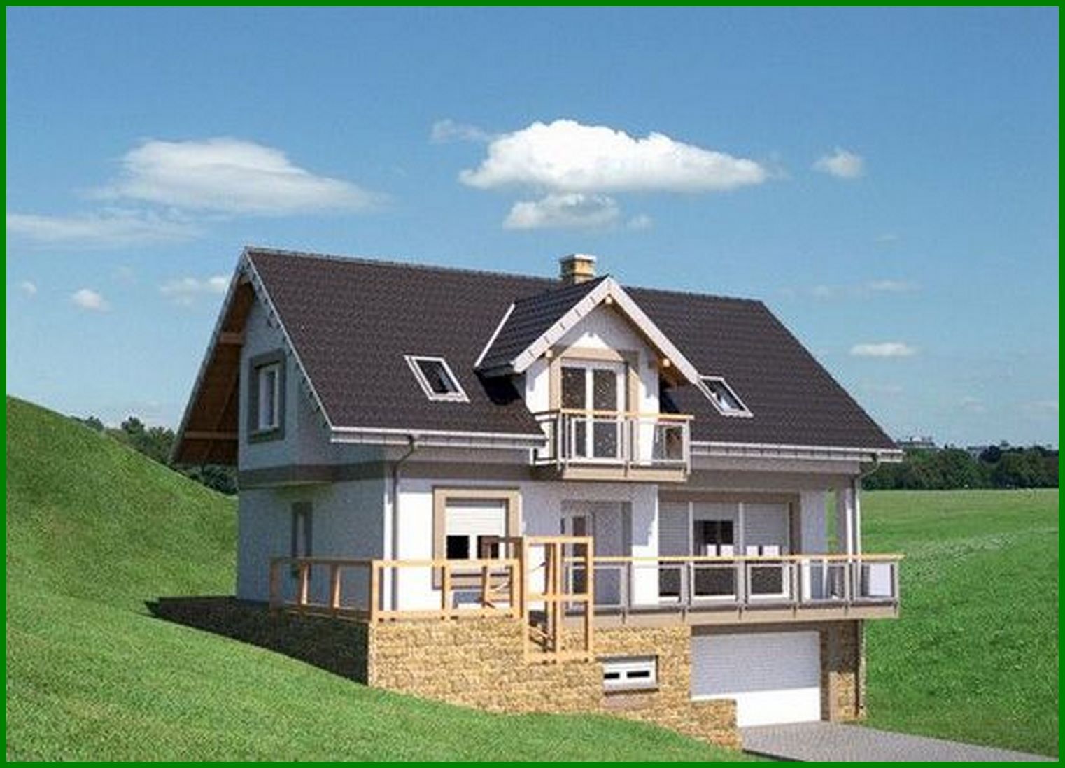 Visualization gallery - House project with a garage for two cars in the basement