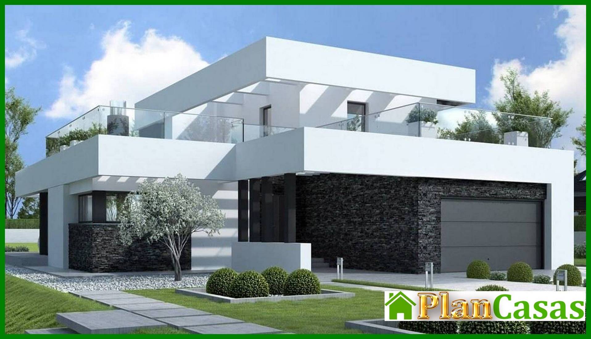 Visualization gallery - Beautiful project of a two-story house in the style of minimalism