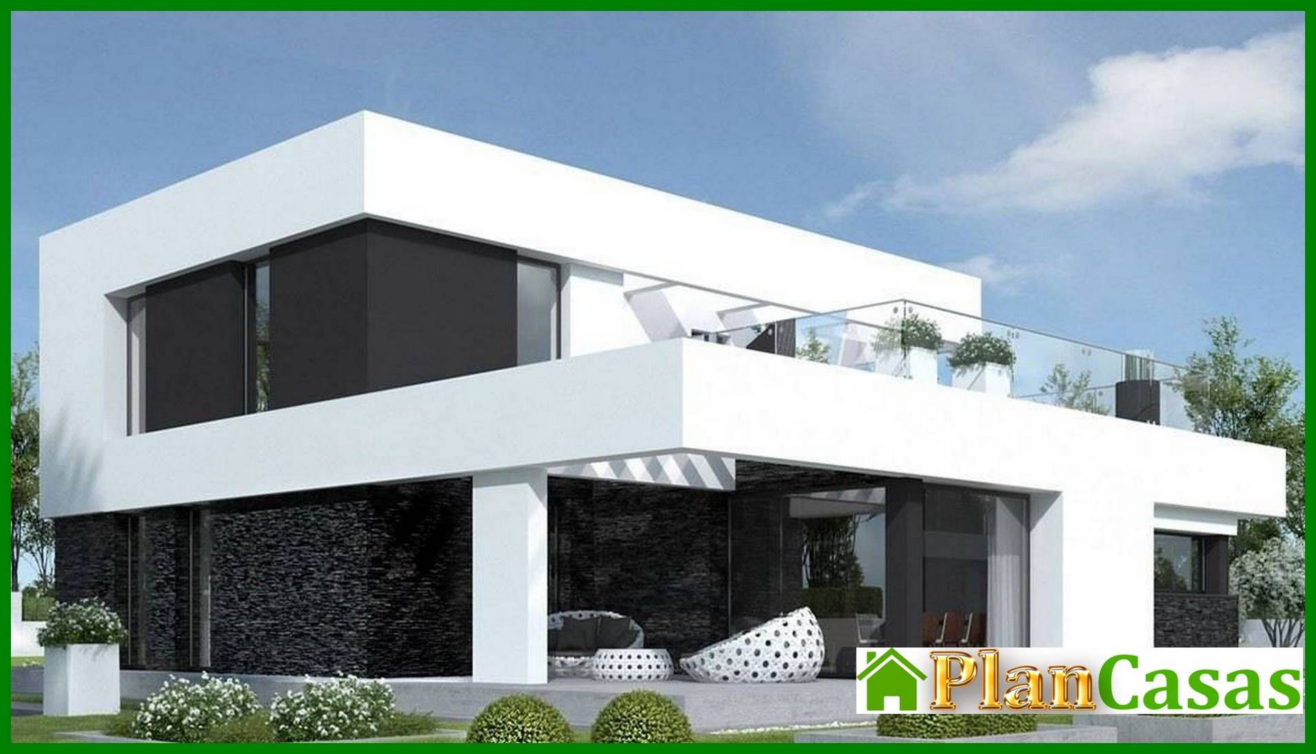 Visualization gallery - Beautiful project of a two-story house in the style of minimalism