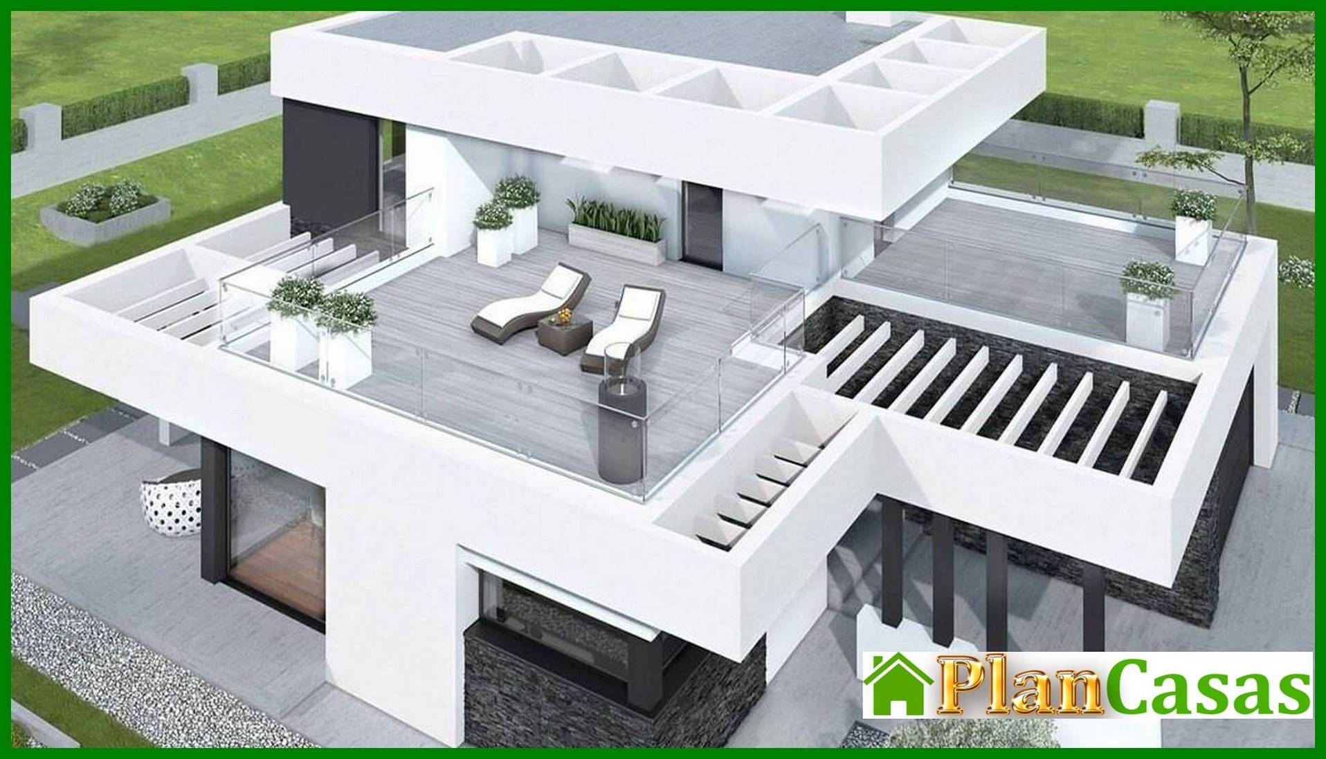 Visualization gallery - Beautiful project of a two-story house in the style of minimalism